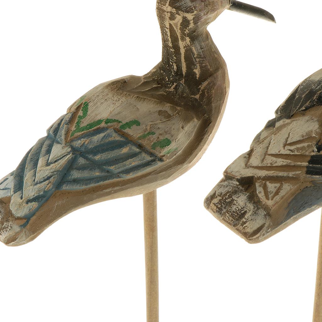 Rural Style Bird Figurine Home Decor Centerpiece,Stand &Bend Couple Wooden Tabletop Display