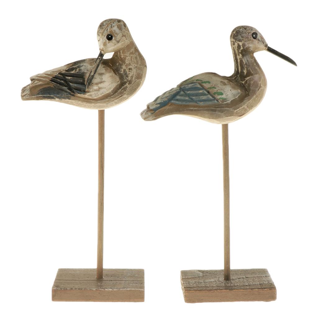 Rural Style Bird Figurine Home Decor Centerpiece,Stand &Bend Couple Wooden Tabletop Display