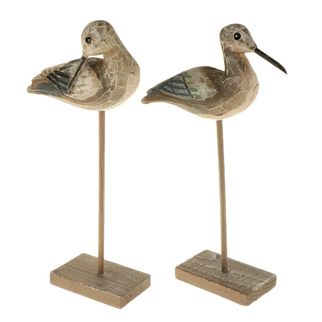 Rural Style Bird Figurine Home Decor Centerpiece,Stand &Bend Couple Wooden Tabletop Display