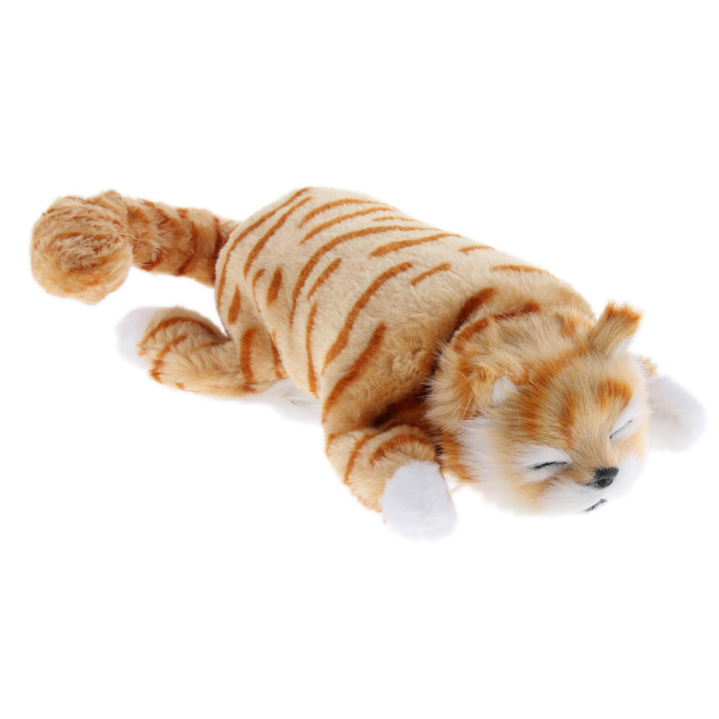 Electric Naughty Rolling Cat Plush Animal Model Toy Figure Home Decor Yellow