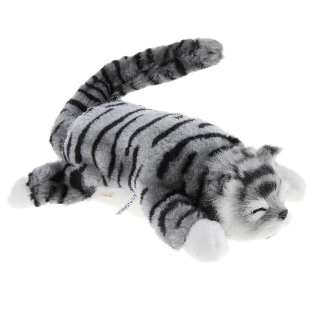 Electric Naughty Rolling Cat Plush Animal Model Toy Figure Home Decor Grey