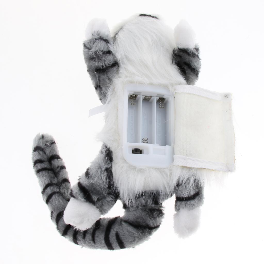 Electric Naughty Rolling Cat Plush Animal Model Toy Figure Home Decor Grey