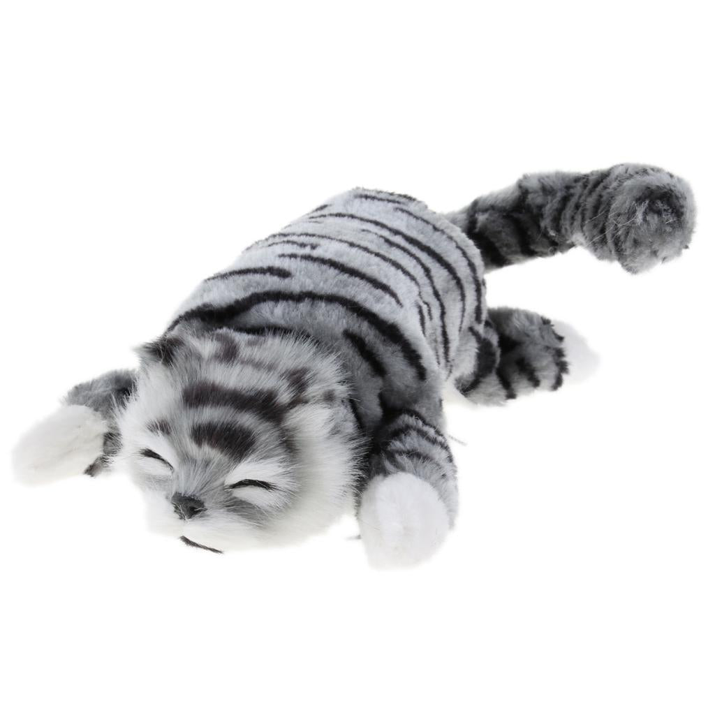 Electric Naughty Rolling Cat Plush Animal Model Toy Figure Home Decor Grey