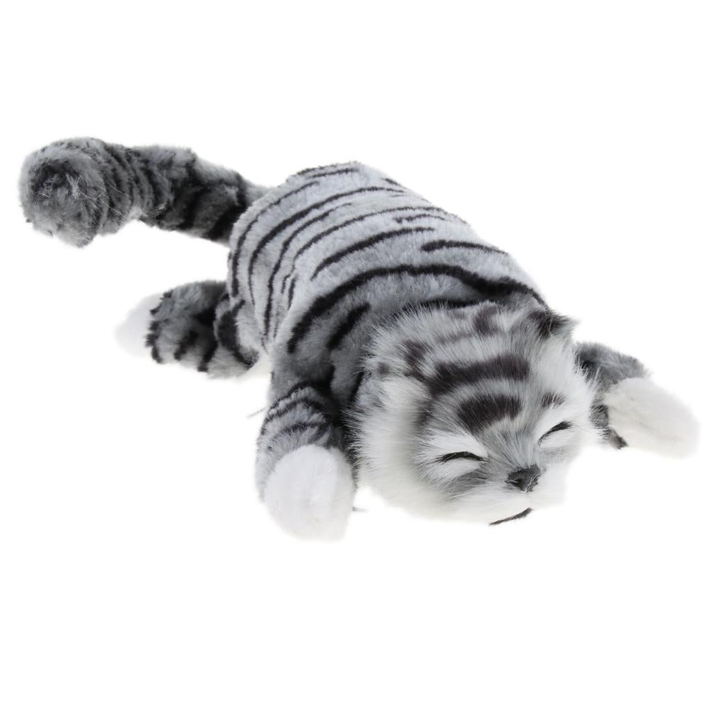 Electric Naughty Rolling Cat Plush Animal Model Toy Figure Home Decor Grey