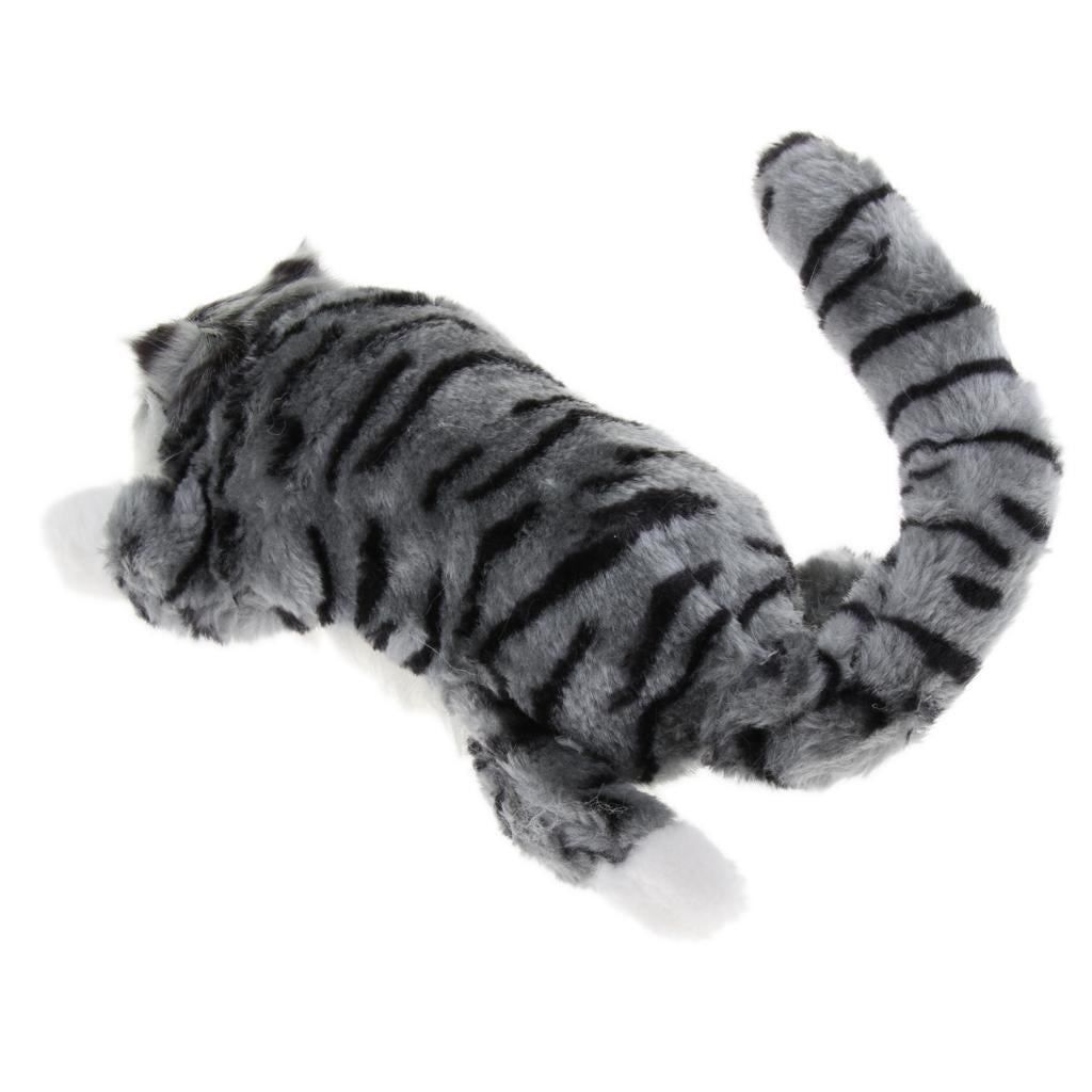 Electric Naughty Rolling Cat Plush Animal Model Toy Figure Home Decor Grey