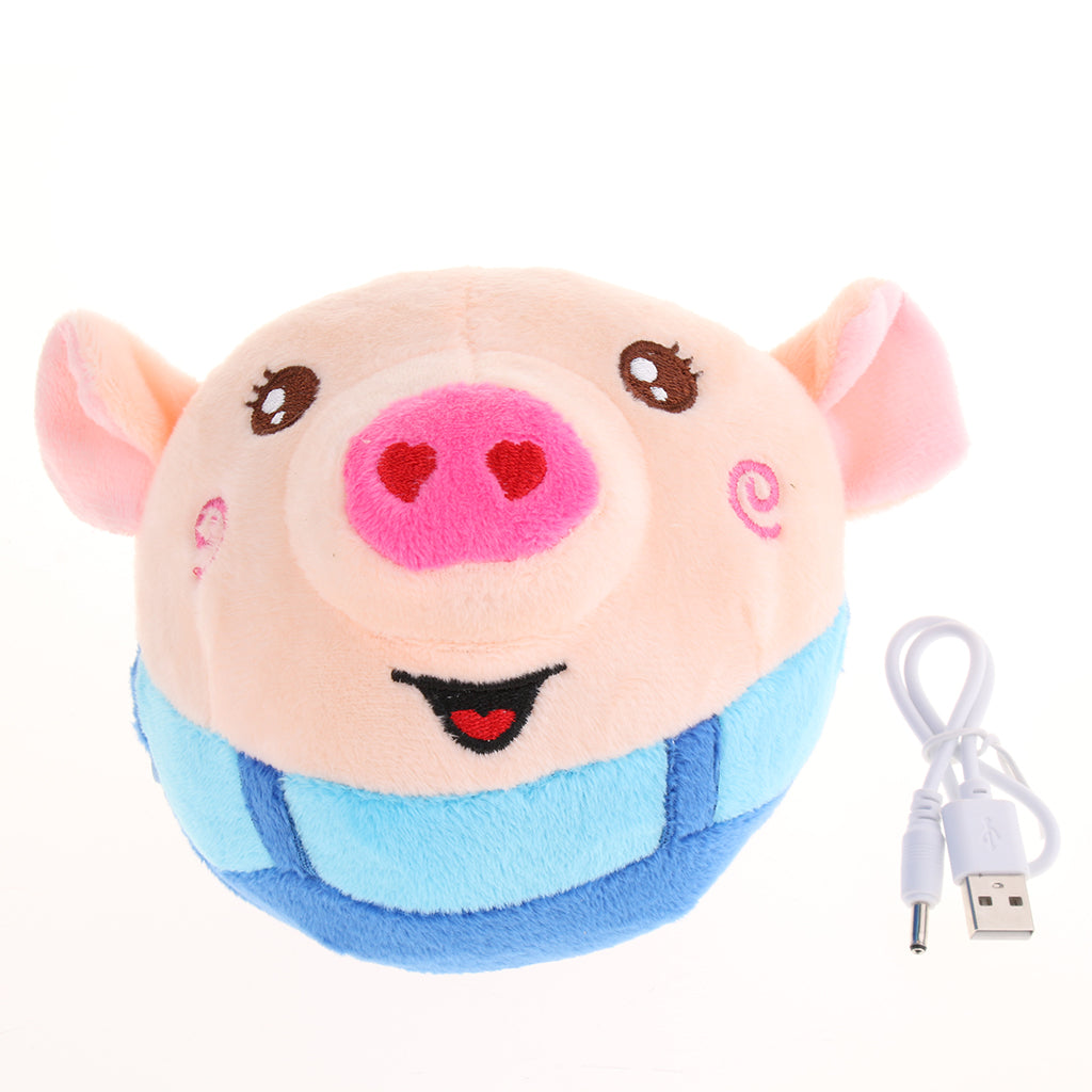 Electric Pig Plush Bouncing Sound Music Ball Baby Interactive Toys Blue