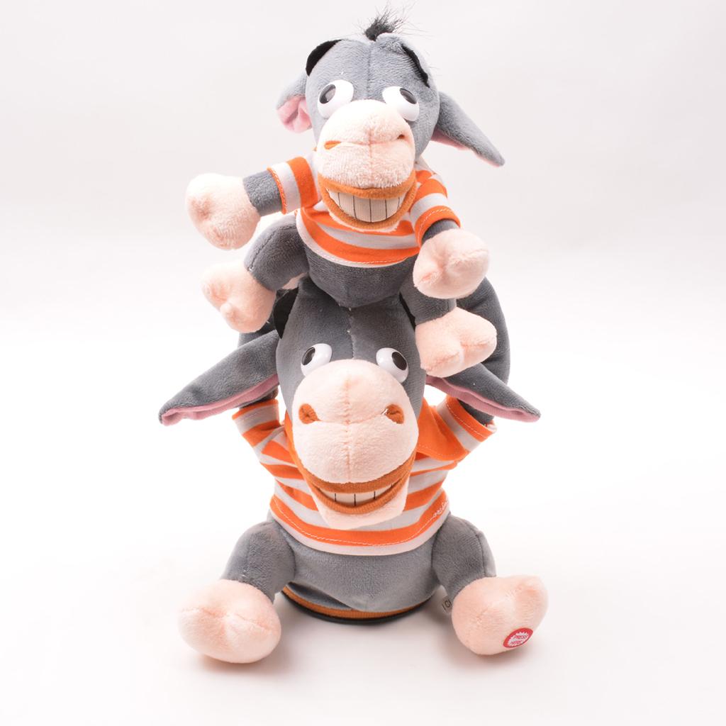 12.6 inch Electronic Plush Stuffed Animal Developmental Baby Toy - Sining Dancing Donkeys in Parent-Child Dress