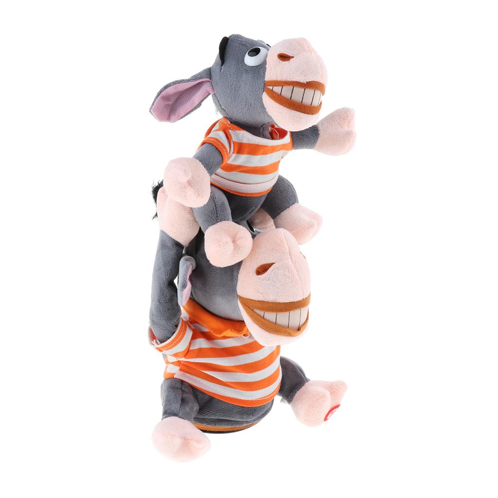 12.6 inch Electronic Plush Stuffed Animal Developmental Baby Toy - Sining Dancing Donkeys in Parent-Child Dress