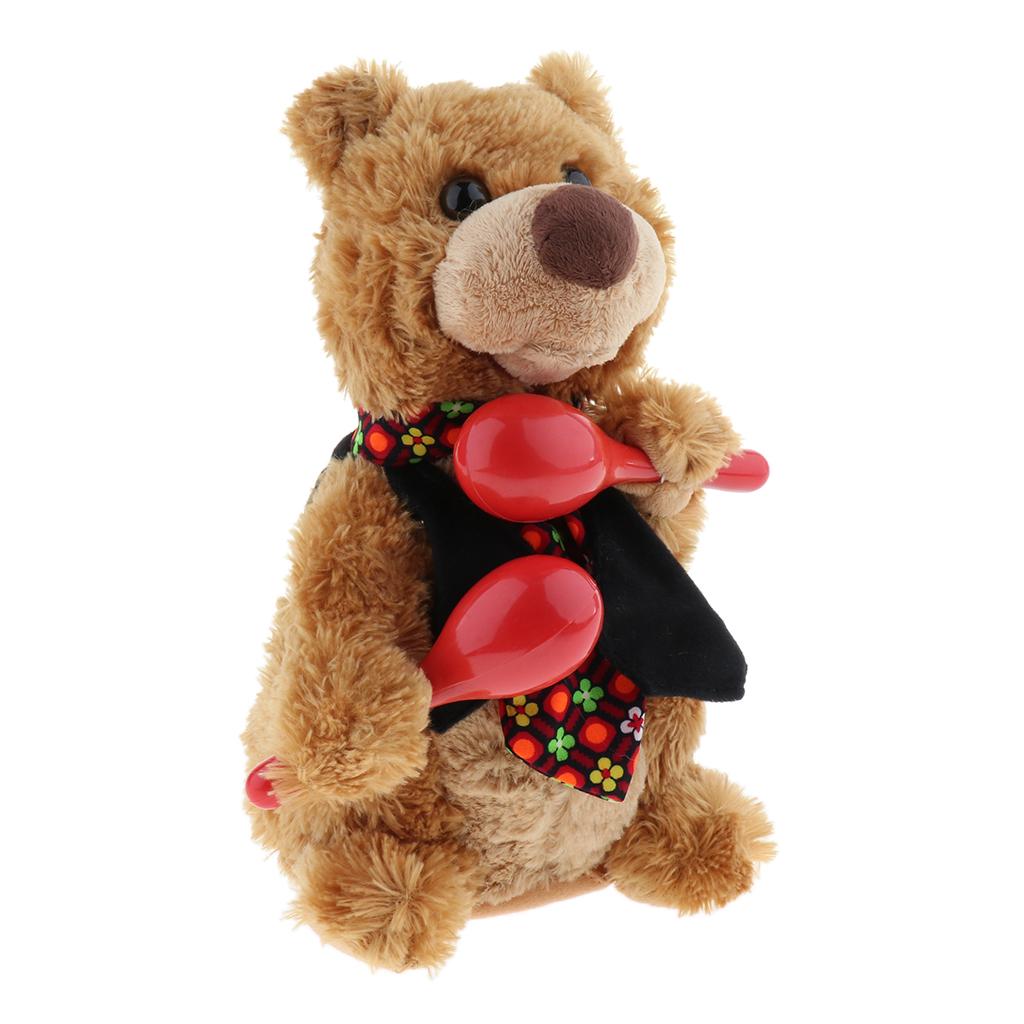 26cm Plush Teddy Bear with Two Maracas, Singing & Swinging Stuffed Animal Doll for Kids Toddlers and Baby