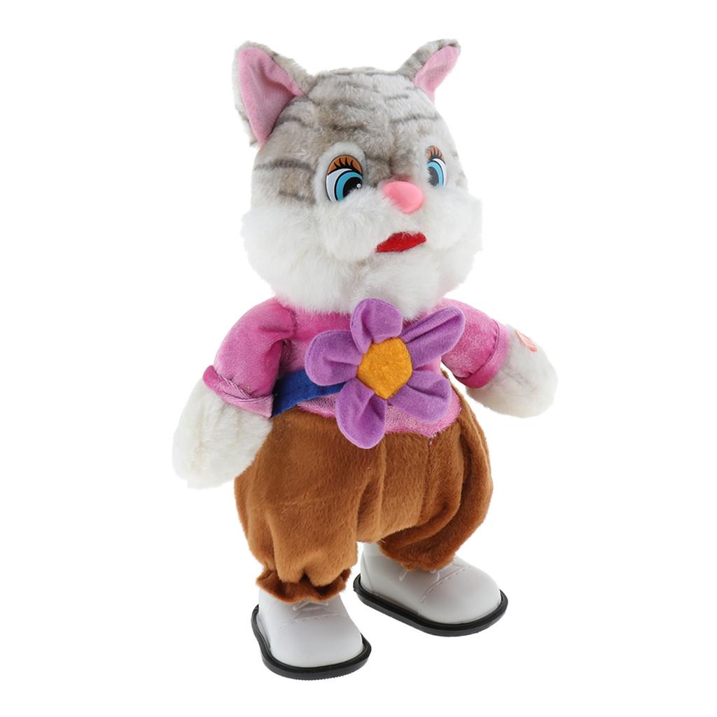 Toddler Child Electronic Plush Animal Walking With Music Early Learning Soft Doll Toy Gifs Play Activity - Cat