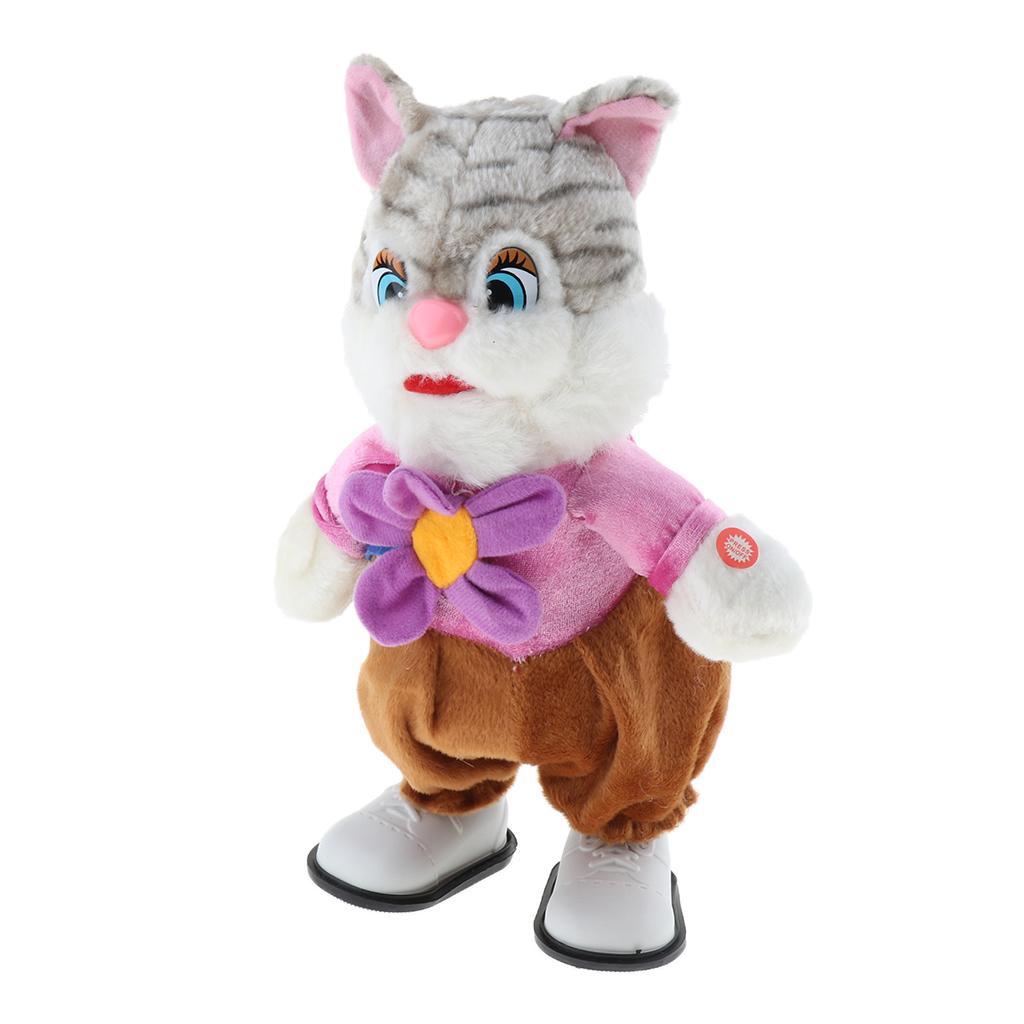 Toddler Child Electronic Plush Animal Walking With Music Early Learning Soft Doll Toy Gifs Play Activity - Cat