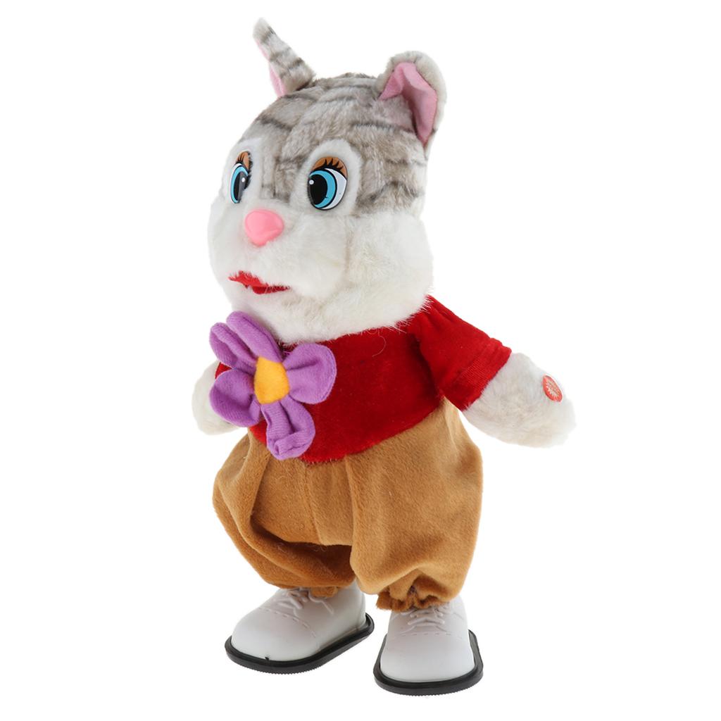 Toddler Child Electronic Plush Animal Walking With Music Early Learning Soft Doll Toy Gifs Play Activity - Cat