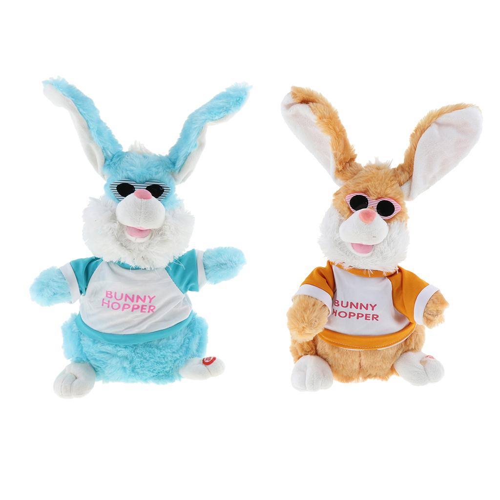 Kids Baby Developmental Electronic Moving Ear Shaking Hands Rabbit Plush Animal Doll Toy Play Activity Birthday Gift –Blue