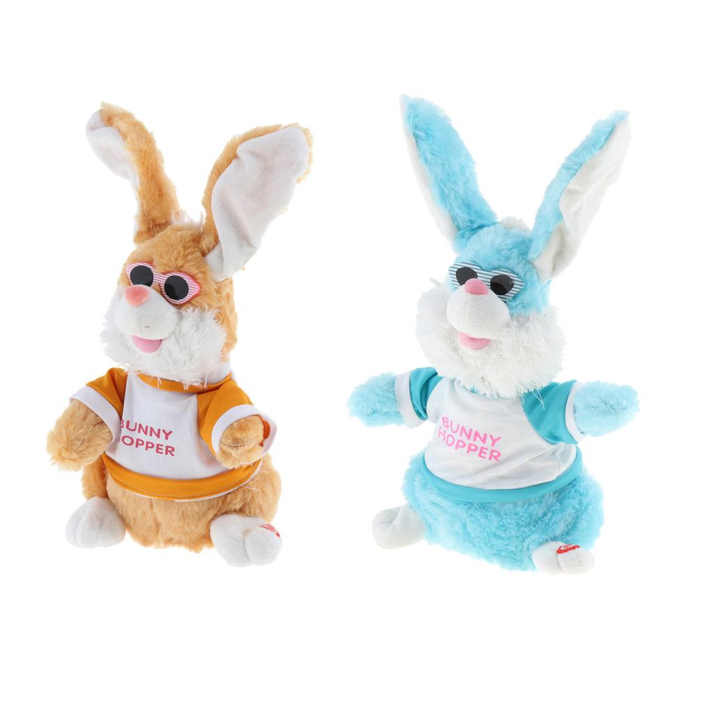 Kids Baby Developmental Electronic Moving Ear Shaking Hands Rabbit Plush Animal Doll Toy Play Activity Birthday Gift –Blue