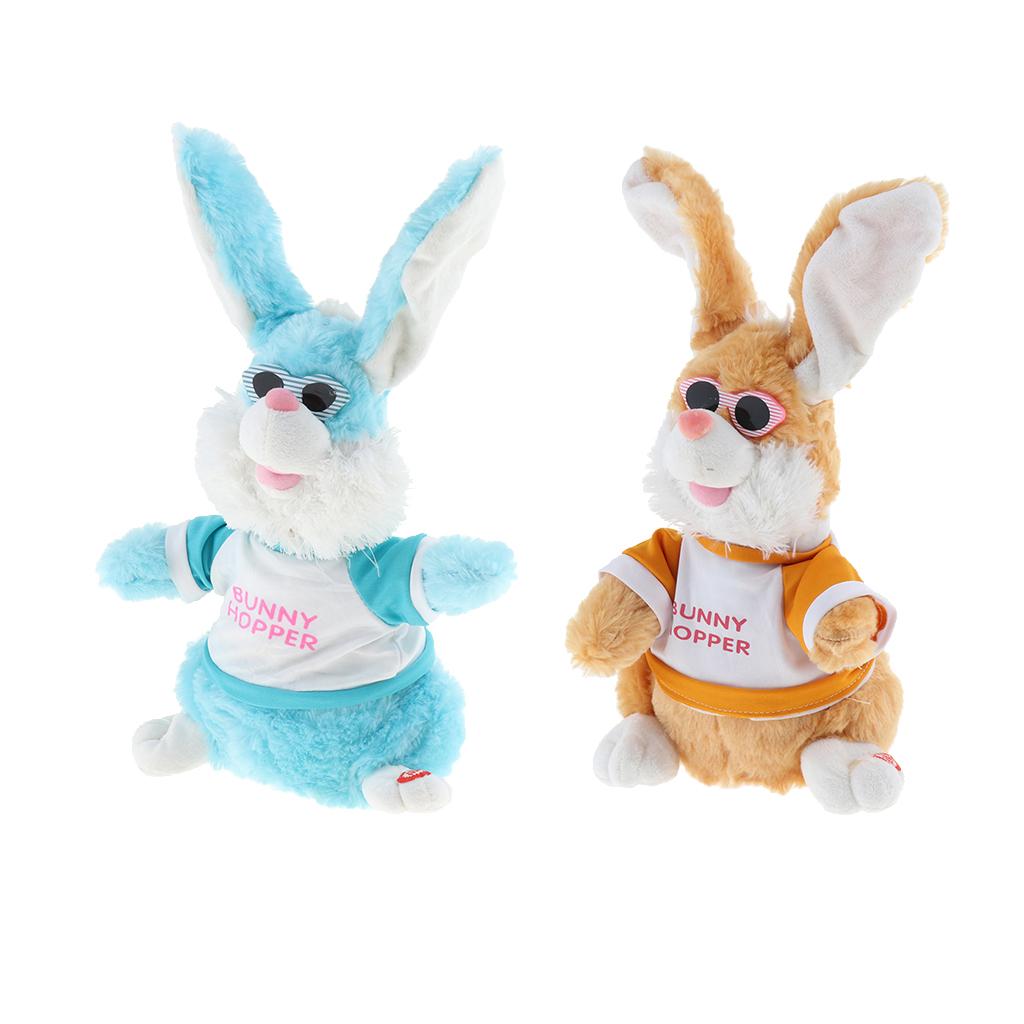 Kids Baby Developmental Electronic Moving Ear Shaking Hands Rabbit Plush Animal Doll Toy Play Activity Birthday Gift –Blue