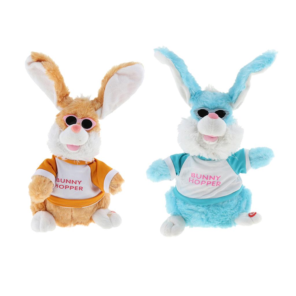 Kids Baby Developmental Electronic Moving Ear Shaking Hands Rabbit Plush Animal Doll Toy Play Activity Birthday Gift –Blue