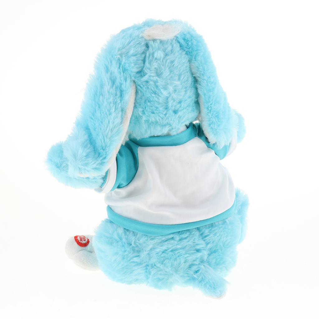 Kids Baby Developmental Electronic Moving Ear Shaking Hands Rabbit Plush Animal Doll Toy Play Activity Birthday Gift –Blue