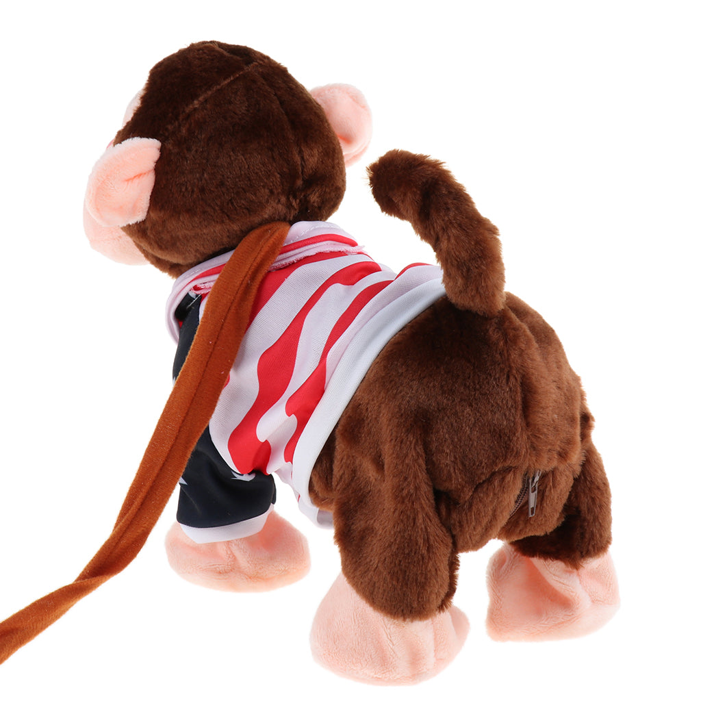 Electric Leash Pets Walk Along Toy Stuffed Plush Monkey for Toddlers Kids, Realistic Dancing & Walking Actions with Music #A