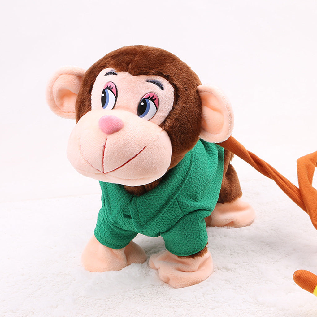 Electric Leash Pets Walk Along Toy Stuffed Plush Monkey for Toddlers Kids, Realistic Dancing & Walking Actions with Music #C