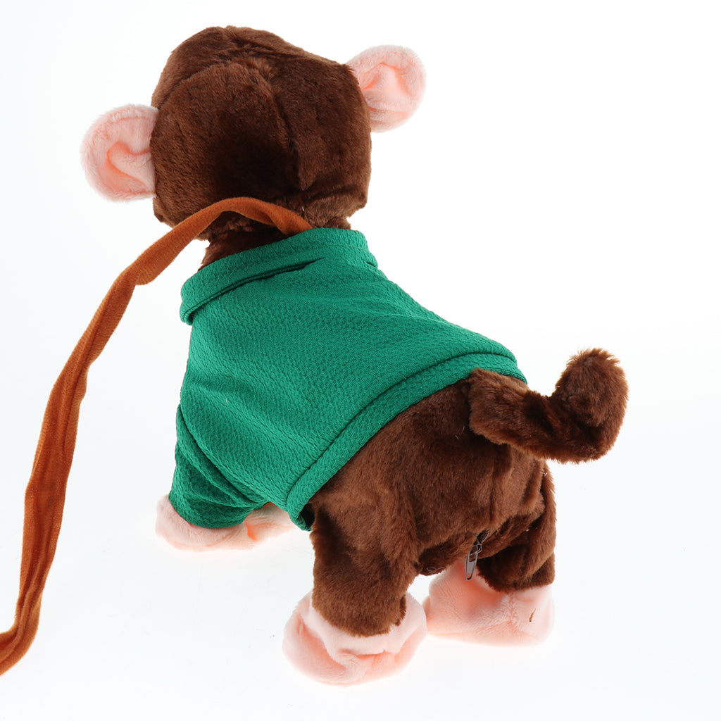 Electric Leash Pets Walk Along Toy Stuffed Plush Monkey for Toddlers Kids, Realistic Dancing & Walking Actions with Music #C