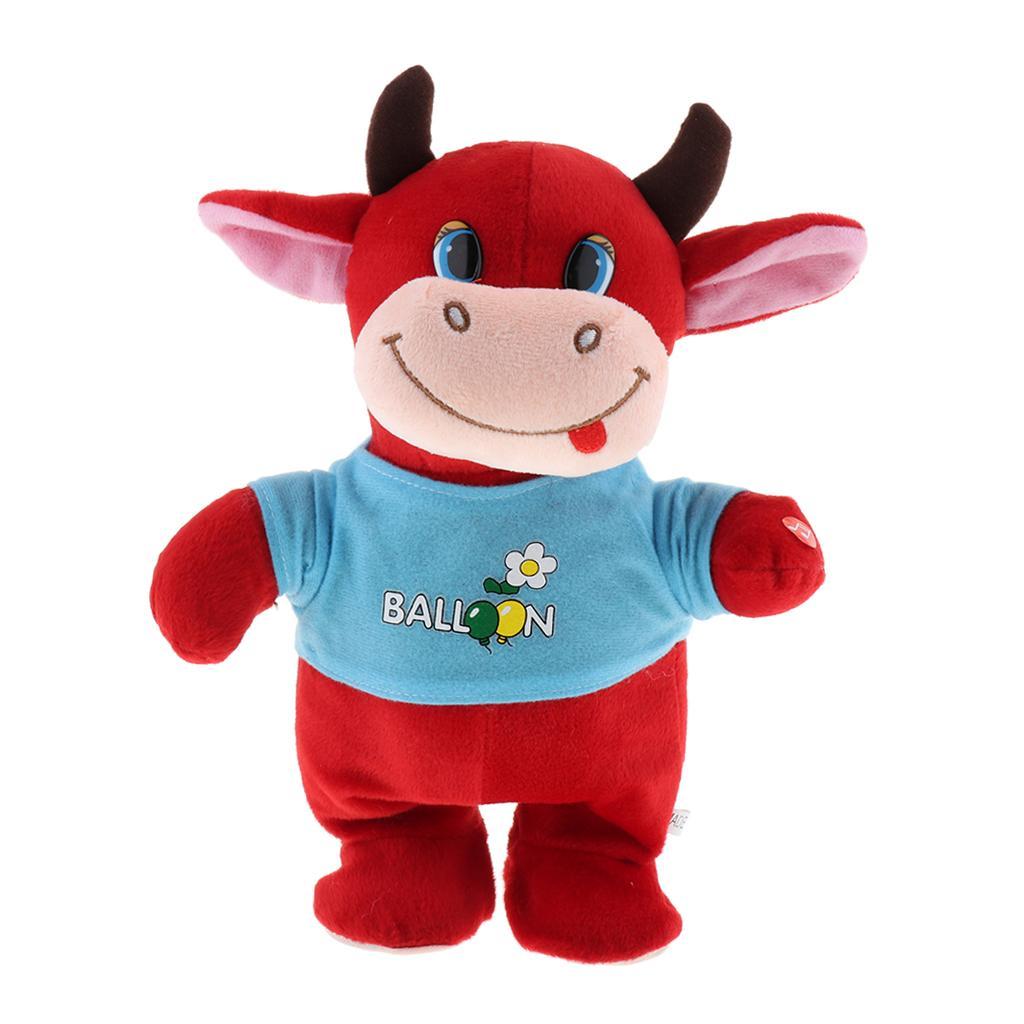 Electronic Animal Musical Toy Singing Walking Doll Plush Kids Red Cow