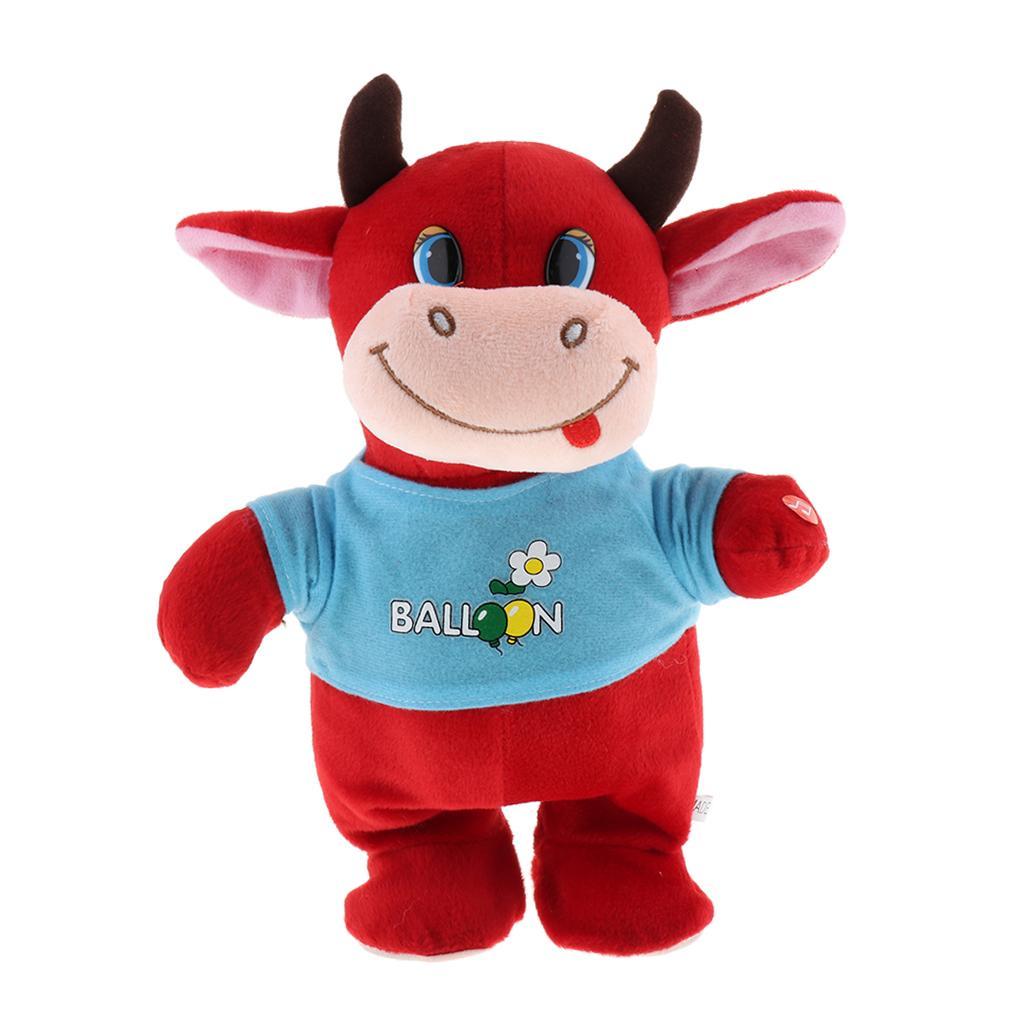 Electronic Animal Musical Toy Singing Walking Doll Plush Kids Red Cow