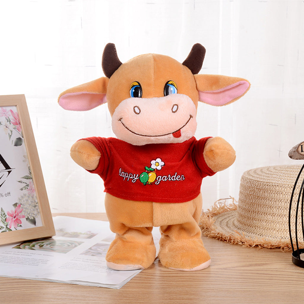 Electronic Animal Musical Toy Singing Walking Doll Plush Kids Yellow Cow