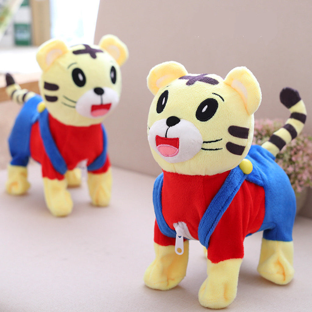 Singing and Walking Tiger Soft Toy Electric Plush Toy Music Toys for Baby Children Gifts