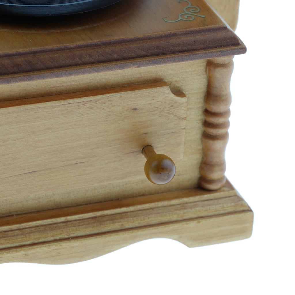 Retro Wooden Wind Up Key Play Song Gramophone Musical Box Crafts Musical Gifts Party Favors