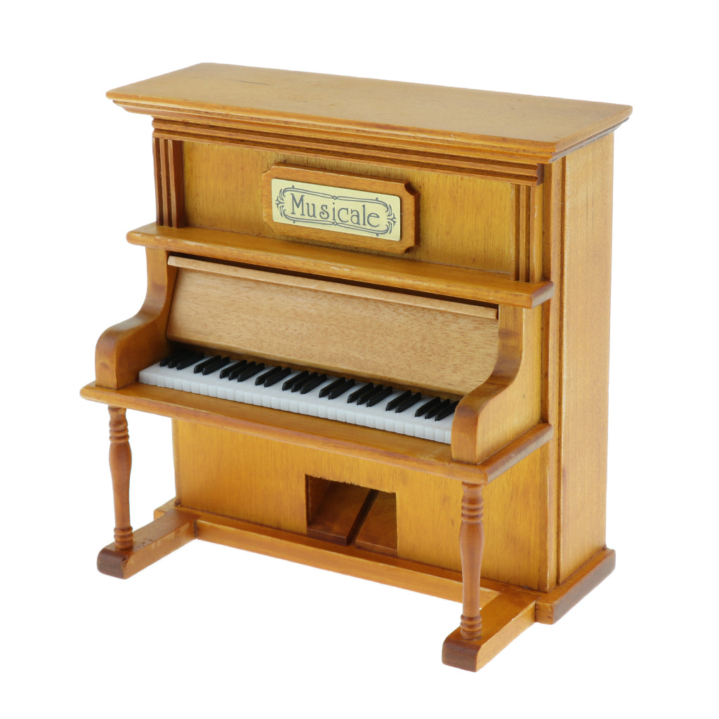 Antique Wooden Wind Up Piano Designed Musical Box Craftsmanship Christmas Gifts Home Decoration Creative Toy