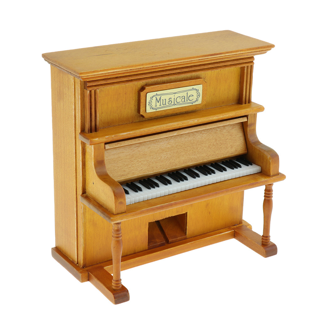 Antique Wooden Wind Up Piano Designed Musical Box Craftsmanship Christmas Gifts Home Decoration Creative Toy