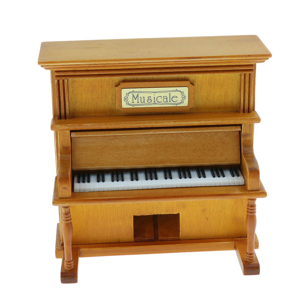 Antique Wooden Wind Up Piano Designed Musical Box Craftsmanship Christmas Gifts Home Decoration Creative Toy