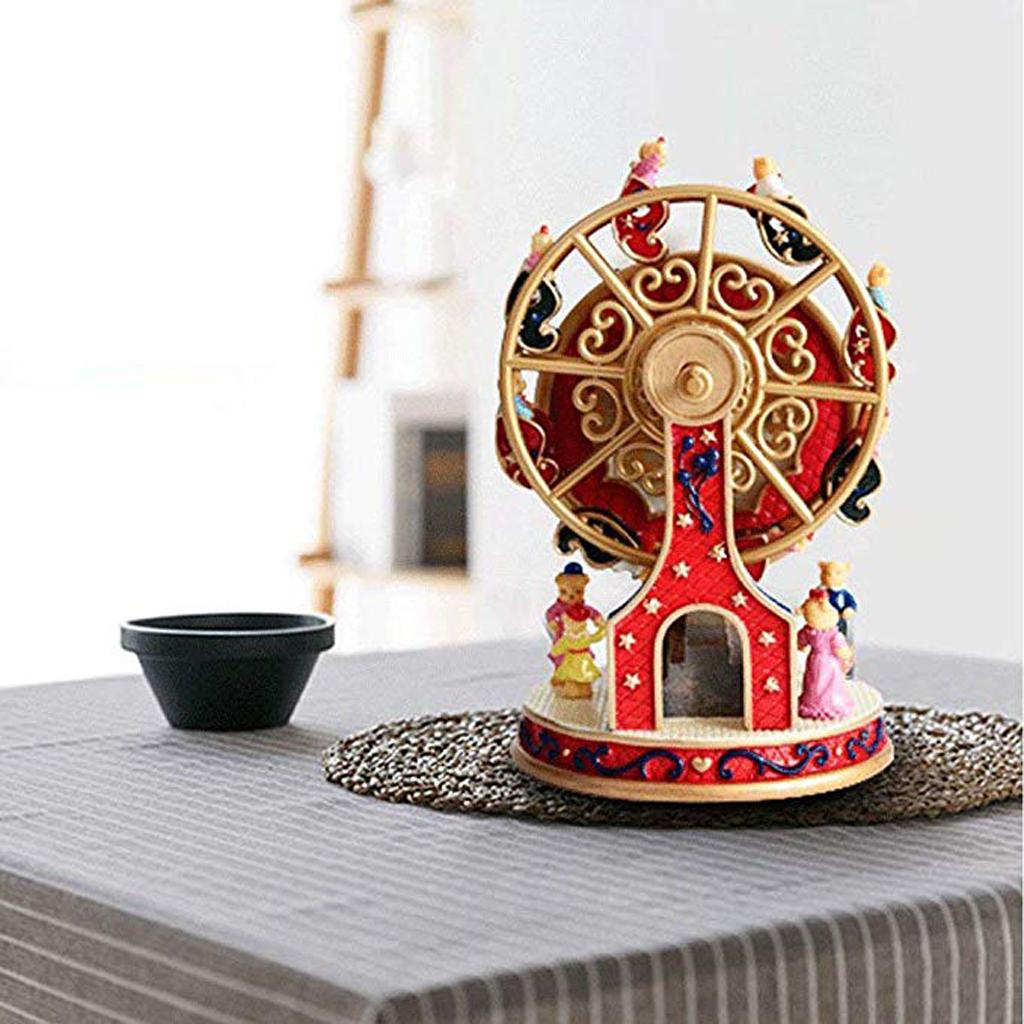 Rotating Ferris Wheel Music Box Mechanical Musical Box Collectibles Red