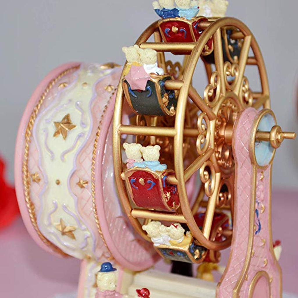 Rotating Ferris Wheel Music Box Mechanical Musical Box Collectibles Pink