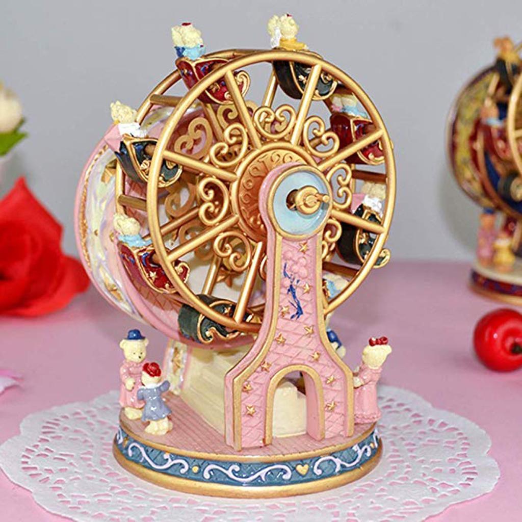 Rotating Ferris Wheel Music Box Mechanical Musical Box Collectibles Pink