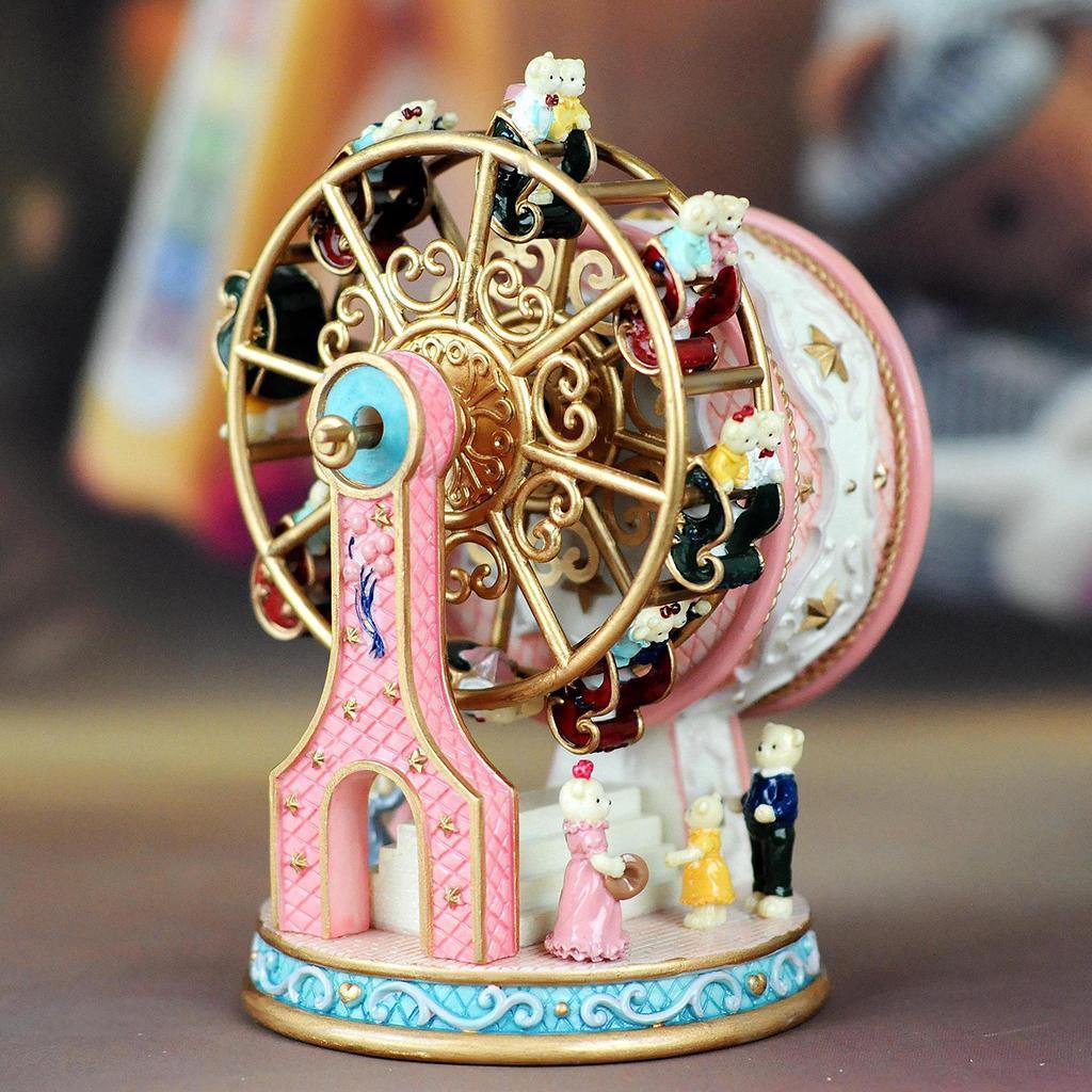 Rotating Ferris Wheel Music Box Mechanical Musical Box Collectibles Pink