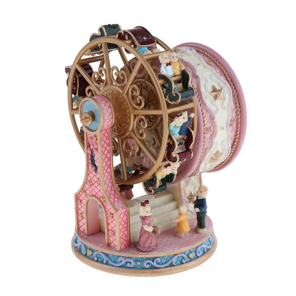 Rotating Ferris Wheel Music Box Mechanical Musical Box Collectibles Pink