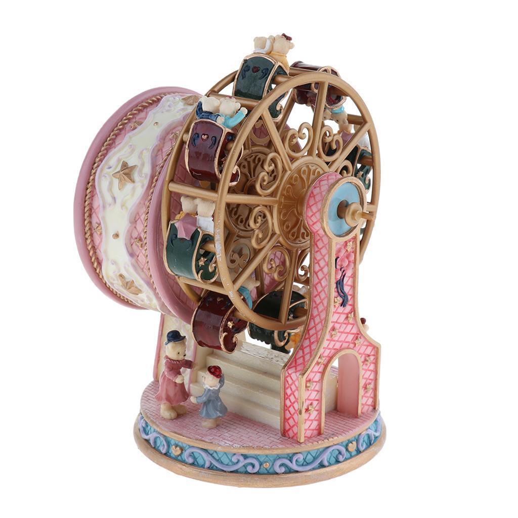 Rotating Ferris Wheel Music Box Mechanical Musical Box Collectibles Pink