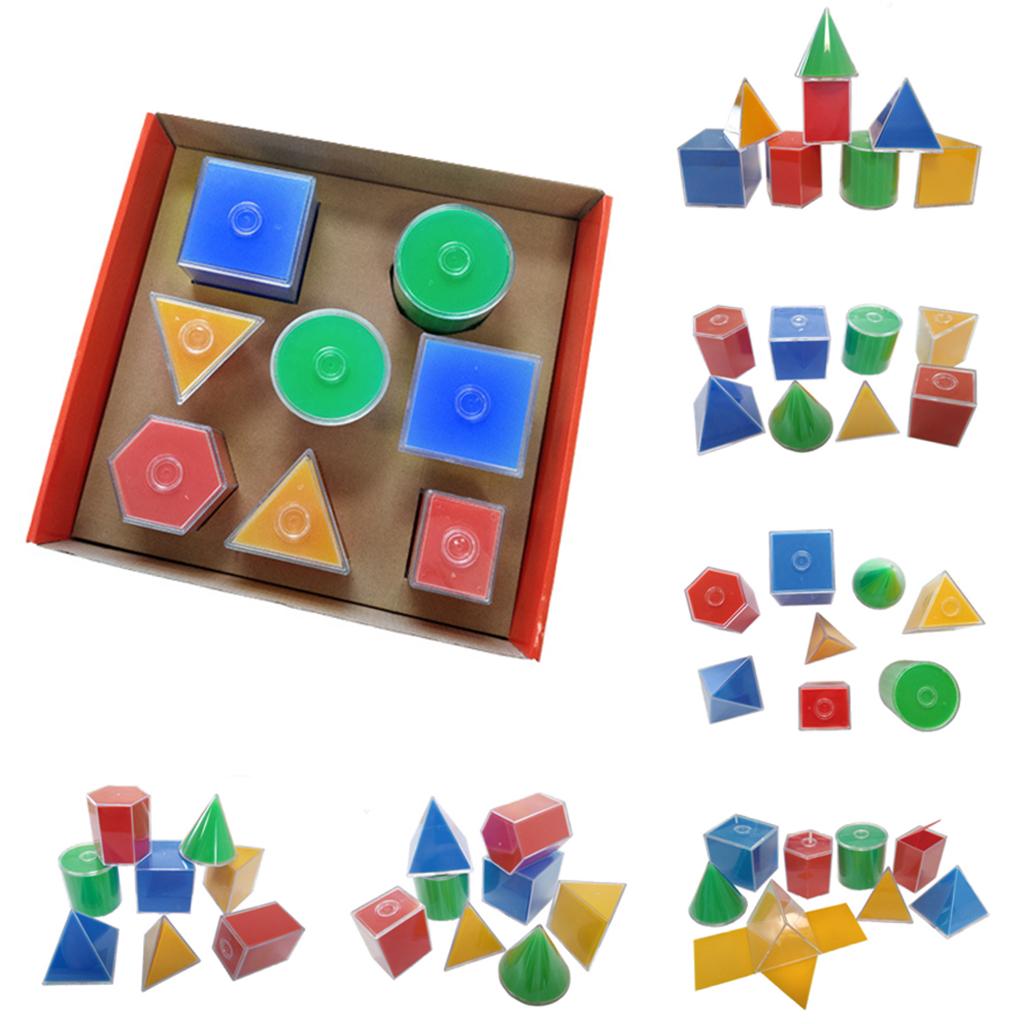 8Pcs Multi-Color Detachable Geometric Solids Kids Early Math Educational Toy