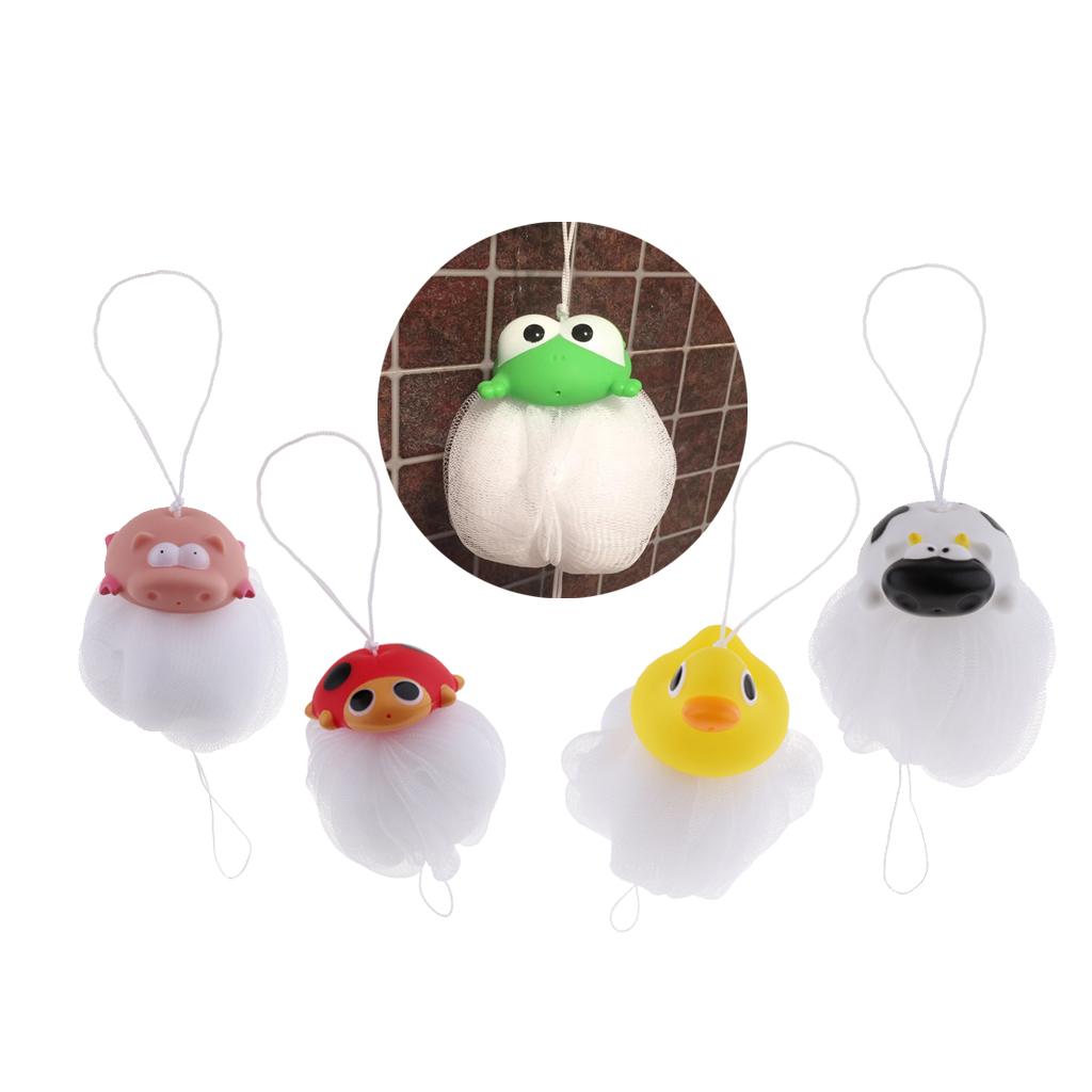 Children Bath Shower Sponge Puff Pouf Cartoon Design Scrubber Balls Ladybug