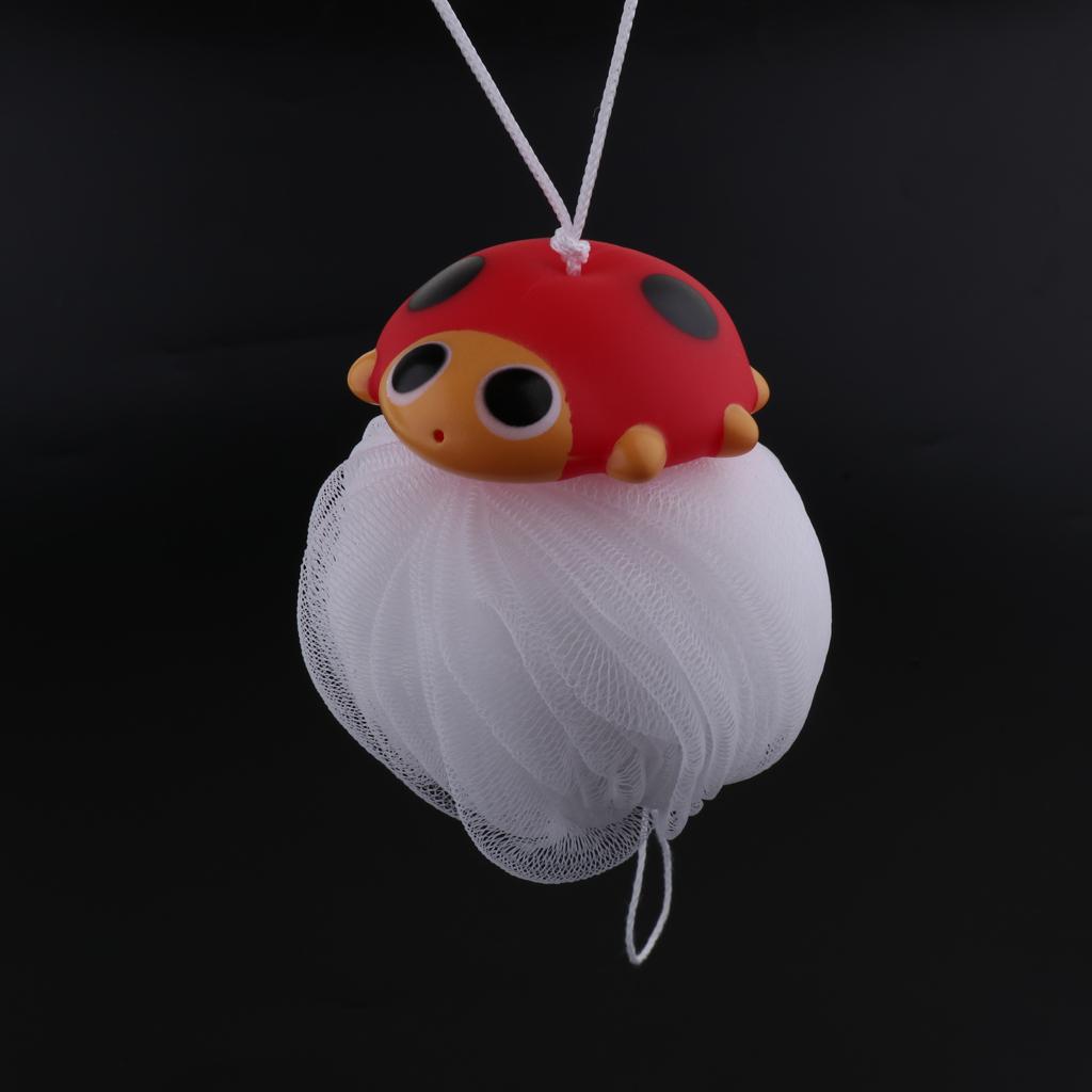 Children Bath Shower Sponge Puff Pouf Cartoon Design Scrubber Balls Ladybug