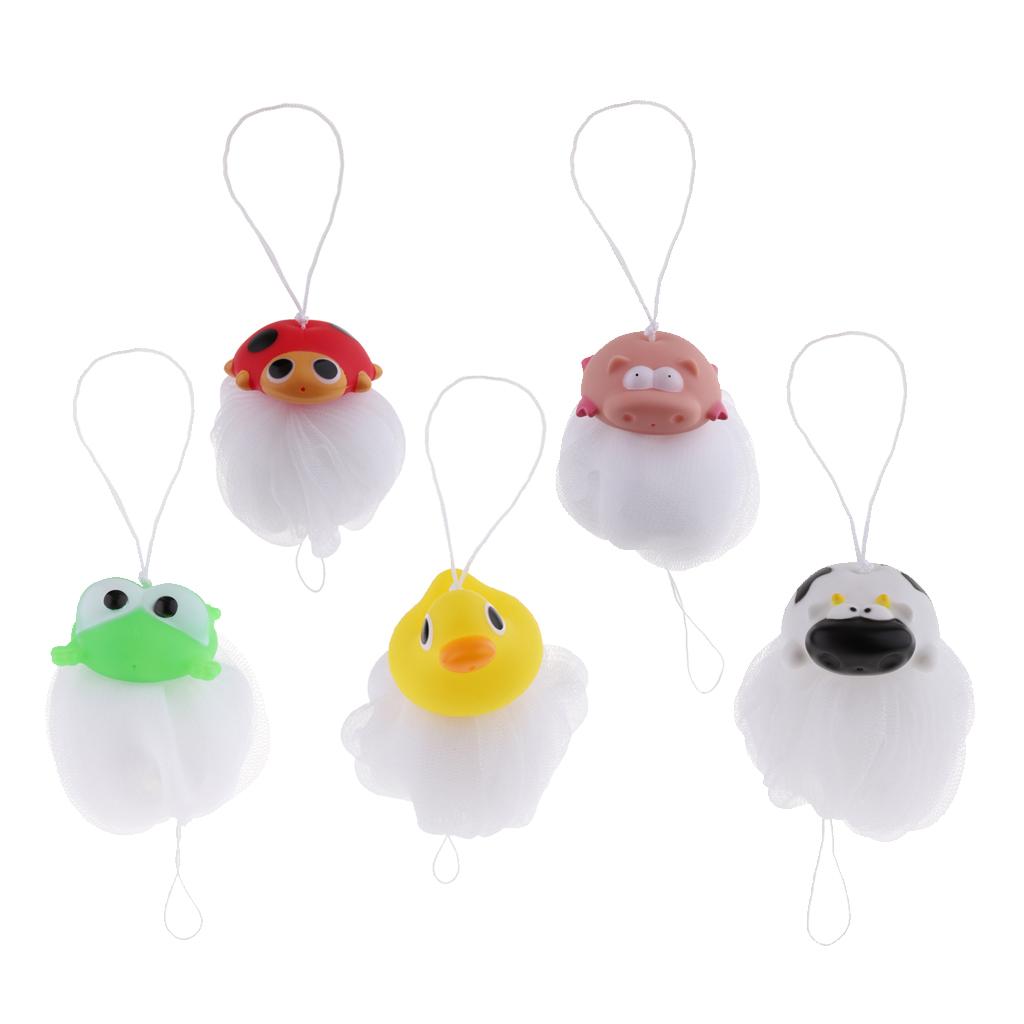 Children Bath Shower Sponge Puff Pouf Cartoon Design Scrubber Balls Ladybug