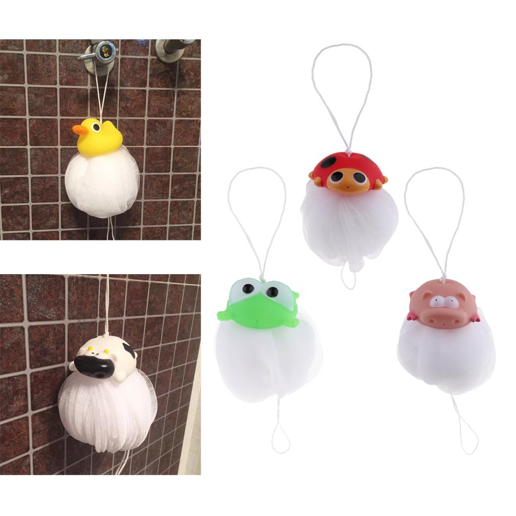 Children Bath Shower Sponge Puff Pouf Cartoon Design Scrubber Balls Ladybug