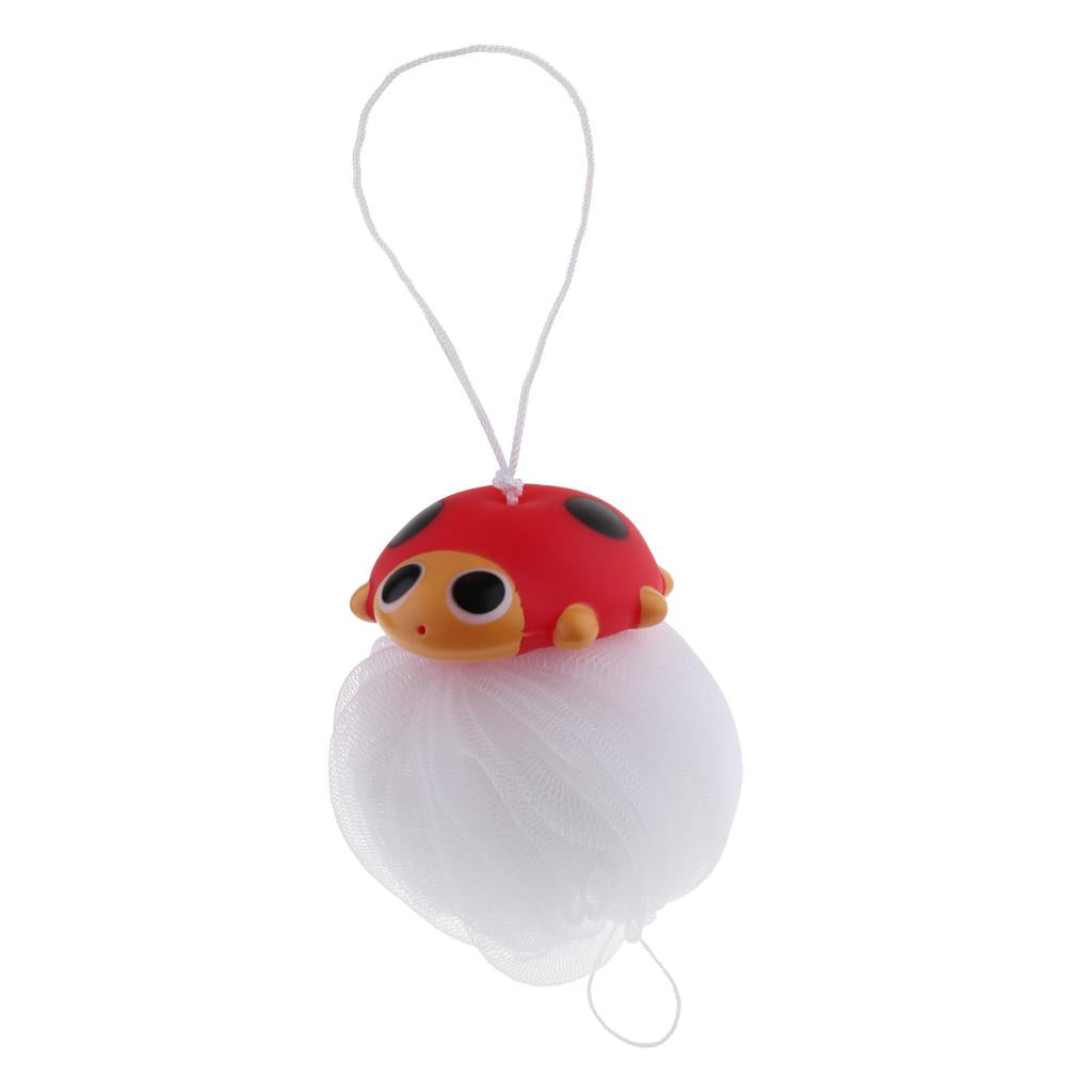 Children Bath Shower Sponge Puff Pouf Cartoon Design Scrubber Balls Ladybug