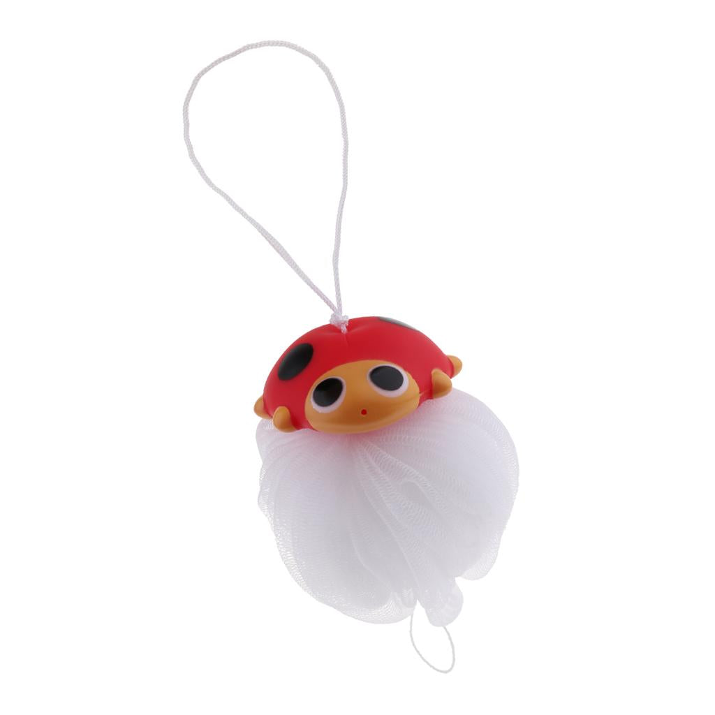 Children Bath Shower Sponge Puff Pouf Cartoon Design Scrubber Balls Ladybug