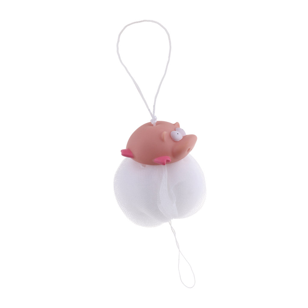 Children Bath Shower Sponge Puff Pouf Cartoon Design Scrubber Balls Pink Pig