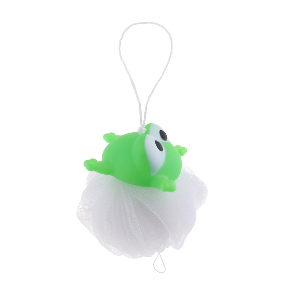 Children Bath Shower Sponge Puff Pouf Cartoon Design Scrubber Balls Frog