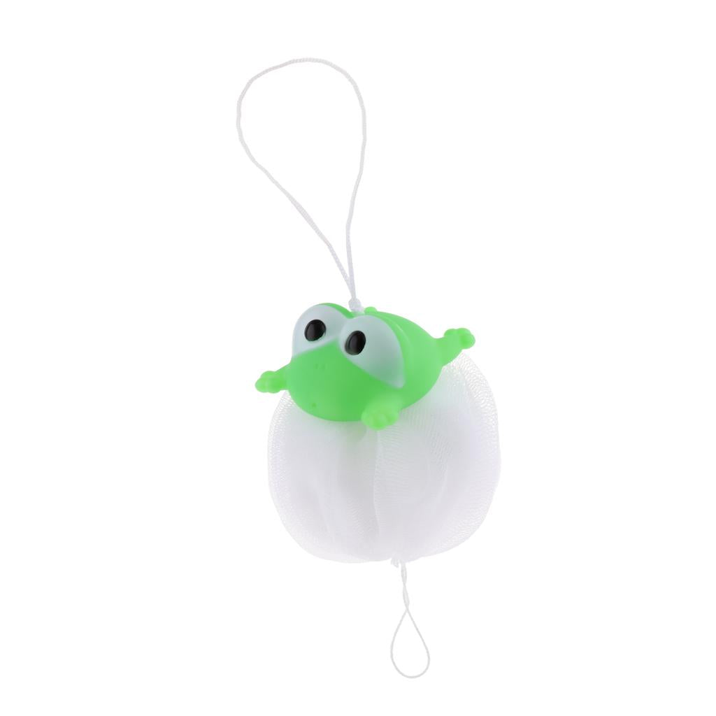 Children Bath Shower Sponge Puff Pouf Cartoon Design Scrubber Balls Frog