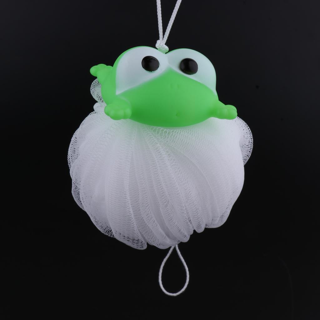 Children Bath Shower Sponge Puff Pouf Cartoon Design Scrubber Balls Frog