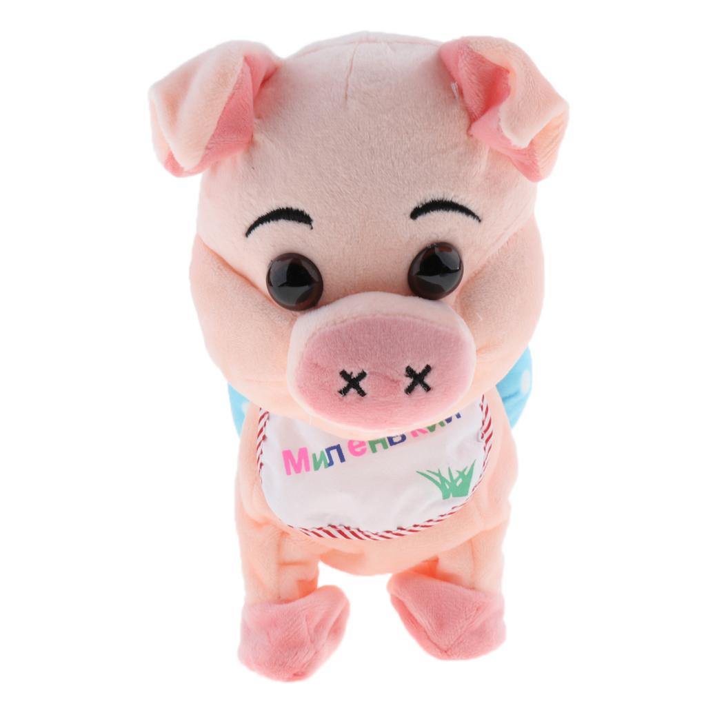 Electric Plush Toy Baby Electronic Bib Singing Crawling Pig For Kids Blue
